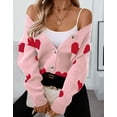 thumbnail image 5 of Cardigans for Women Heart Print Valentine's Day Sweaters Loose Casual Button Down Long Sleeve Open Front Knit Cardigans Alsol Lamesa, 5 of 6
