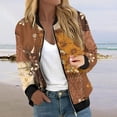 thumbnail image 2 of Women's Lightweight Floral Print Bomber Jacket Casual Zip-Up Long Sleeve Jacket with Pockets for Spring and Fall, 2 of 5