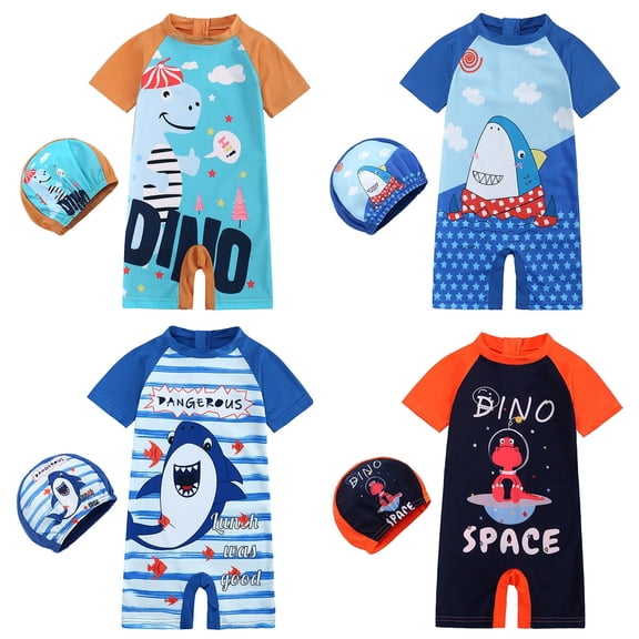 bravefron Baby/Toddler Swimsuit UPF 50 Sun Protection One Piece Zipper Bathing Suit with Sun Hat Beach Swimwear