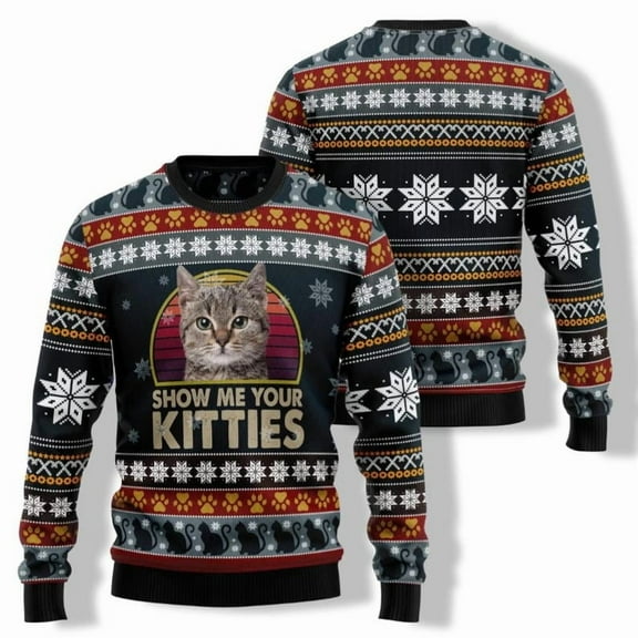 Kitty Cat 3D Christmas Sweater, Cat Christmas Shirt, Cat Xmas Sweater, Cat Christmas Sweater Woman, Cat Sweater, Family Christmas