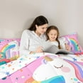 thumbnail image 5 of Homewish Dreamy Unicorn Teens Twin Bedding Sets 7-Piece, Girly Pink Cartoon Animal Bedding Comforter Set, Rainbow Plant Reversible Sheet Sets, Luxury Bedroom Decor, 5 of 8