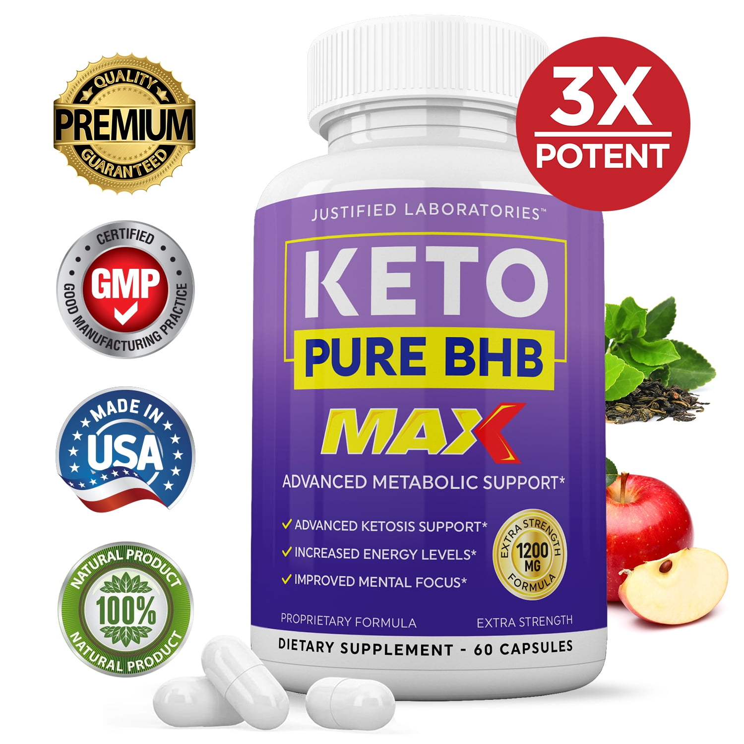 Keto Pure BHB 1200MG Keto Diet Pills Real BHB Salts Advanced Ketogenic ...