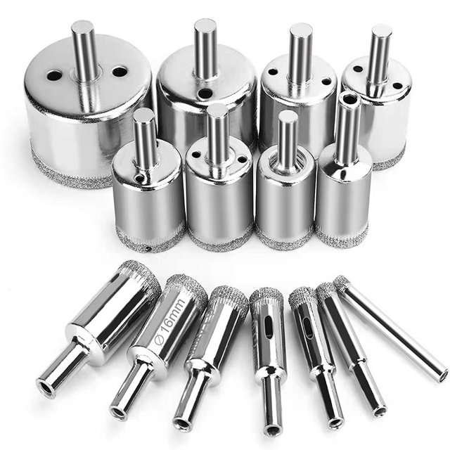 Sierras Corona 15 Piezas, Broca de Diamante Sierra Corona 6-50 mm Herramientas de Perforación de Vidrio Kit de Sierras Corona para Acero al Carbono, Taladro de Vidrio, Cerámica, Porcelana, Azulejo, M