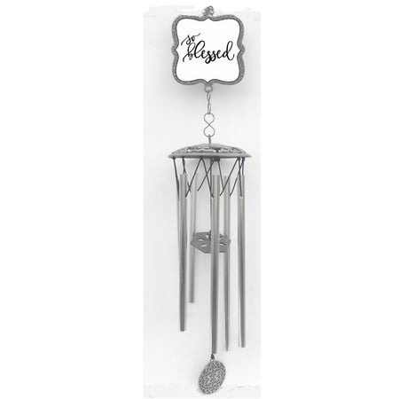 Card It 20.5  Gray and White  So Blessed  Wind Chime