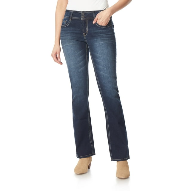 WallFlower Women's Luscious Curvy Bootcut Mid-Rise Insta Stretch Juniors Jeans (Standard and Plus)