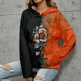 thumbnail image 3 of IROINNID Women's Long Sleeve Hoodie Mid-Length Print Loose Color Contrast Rose Tops Sweatshirts, Orange, 3 of 5