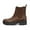 Dark Tan, variant on Pilot ~ Women Lug Sole Low Heel Chelsea Fashion Ankle Bootie w/Double Elastic Gore