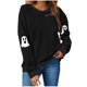 thumbnail image 2 of Ailaofu Women's Ghost Skull Crop Sweatshirt Fall Halloween Long Sleeve Pullover Spooky Season Sweatshirt, 2 of 4