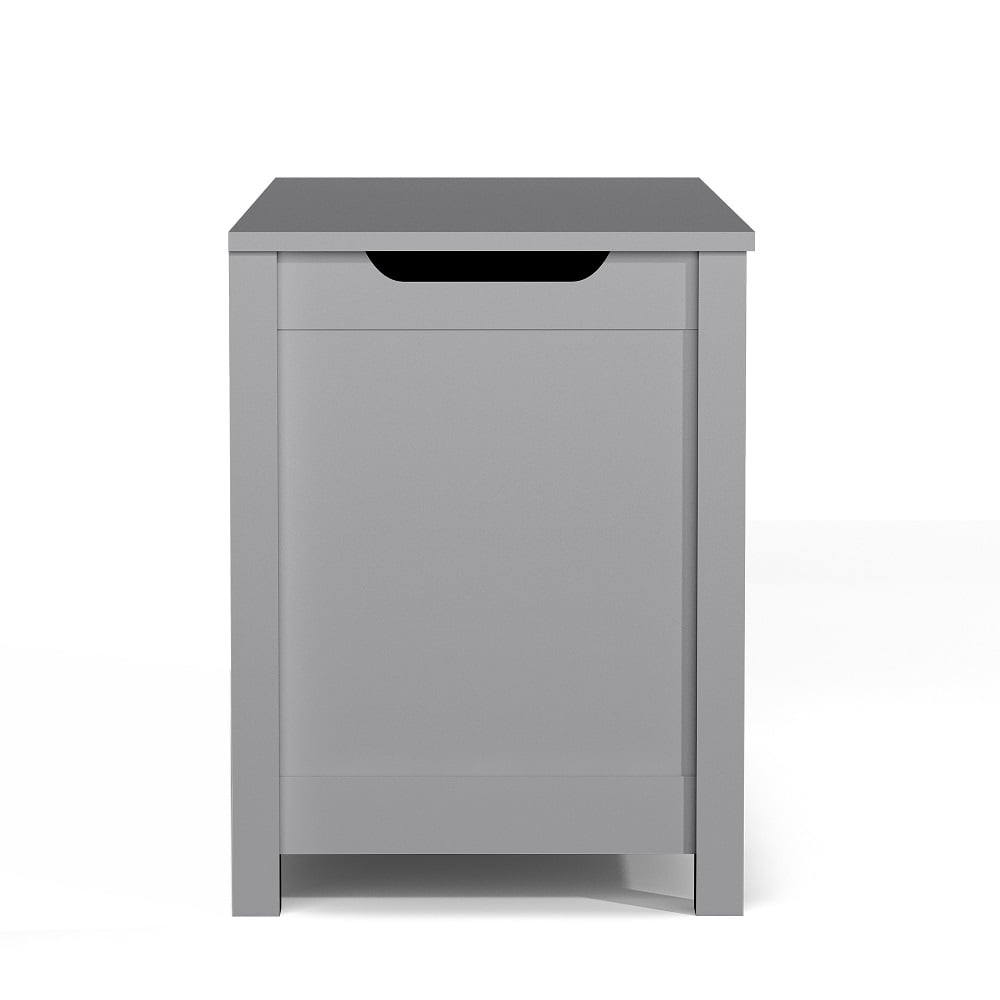 (Gray) Kids Wooden Toy Box Storage with Safety Hinged Lid for Ages 2+