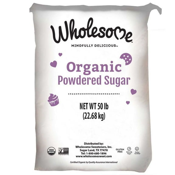 Wholesome Sweeteners Organic Powdered Sugar, 50 Pound -- 1 Each.