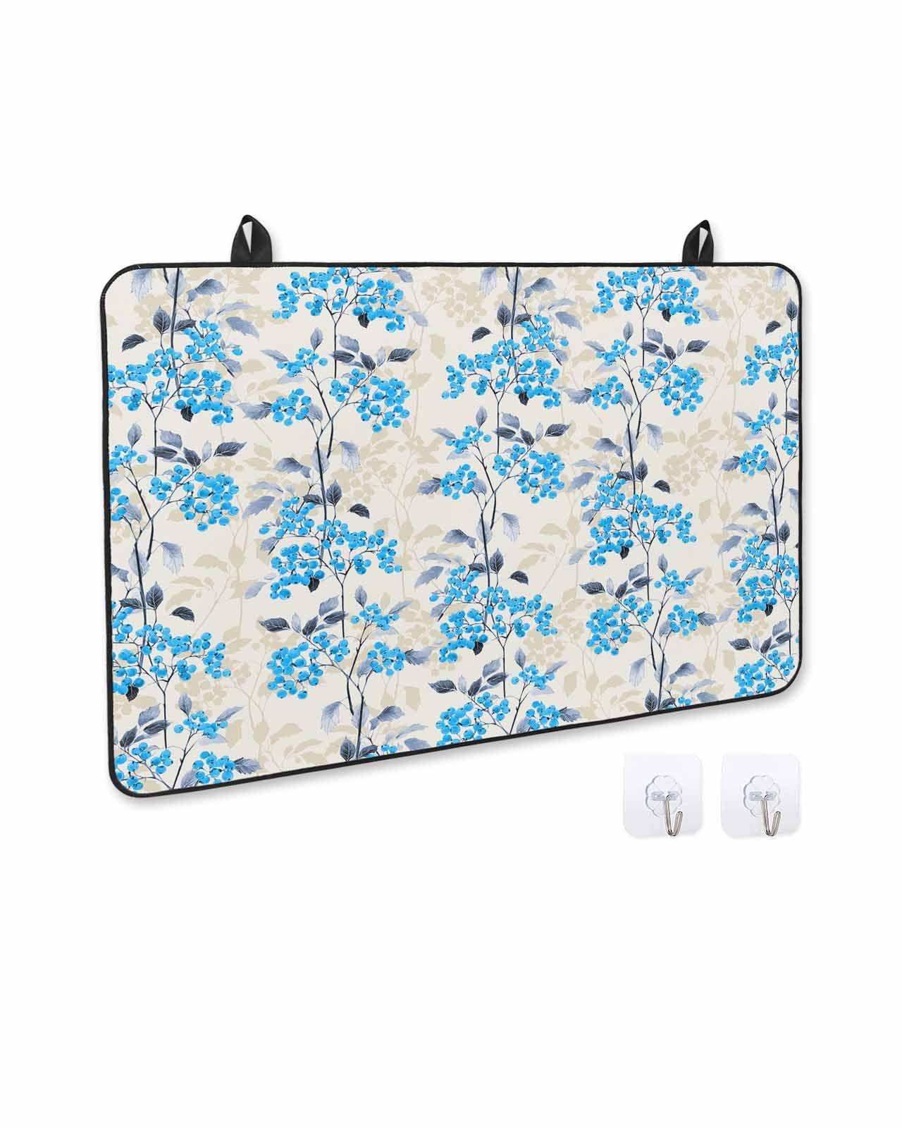 nqOlkjepod Large Induction Cooktop Protector Mat 28.5"x20.5", Blue Flowers Stove Top Covers for Electric Stove, Farmhouse Pastoral Spring Botanical Plants Stove Burner Cover Mats Stove Cover