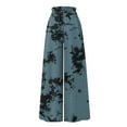 thumbnail image 3 of YDKZYMD Wool Pants Women Wide Legs Elastic Boho Ruffle Drawstring Pants Floral Palazzo Beach Loose Petite with Pocket Trousers Summer Comfy Plus Size Casual Pants Black 5XL, 3 of 4