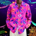thumbnail image 2 of ChaoLingNeng Men's Holiday Party Shirts,Men's Fashion Casual Plus Size Loose Carnival Digital Print Lapel Long Sleeve Shirt,Carnival Printed Fashion Blouse, 2 of 4