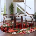 thumbnail image 3 of Round Rug 7Ft Washable Non-Slip, Cardinal Bird Circle Area Rugs for Living Room Bedroom, Poinsettia Pine Cones Berry Flowers Red Plaid Indoor Floor Mats Carpet Runner for Home Decor Aesthetic, 3 of 8