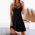thumbnail image 2 of Moda mujer Casual Sexy cuello en V vestidos sólidos verano sin mangas con cordones vestido tipo jersey Fridja  hj3800, 2 of 5