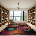 thumbnail image 2 of ODIKA Glowing Gamepad Motif Border Cracked Field Alfombra Burst Gamer Playful for Great Room, Indoor Open Concept, Large Living Low Profile Flatwoven, 2 of 7