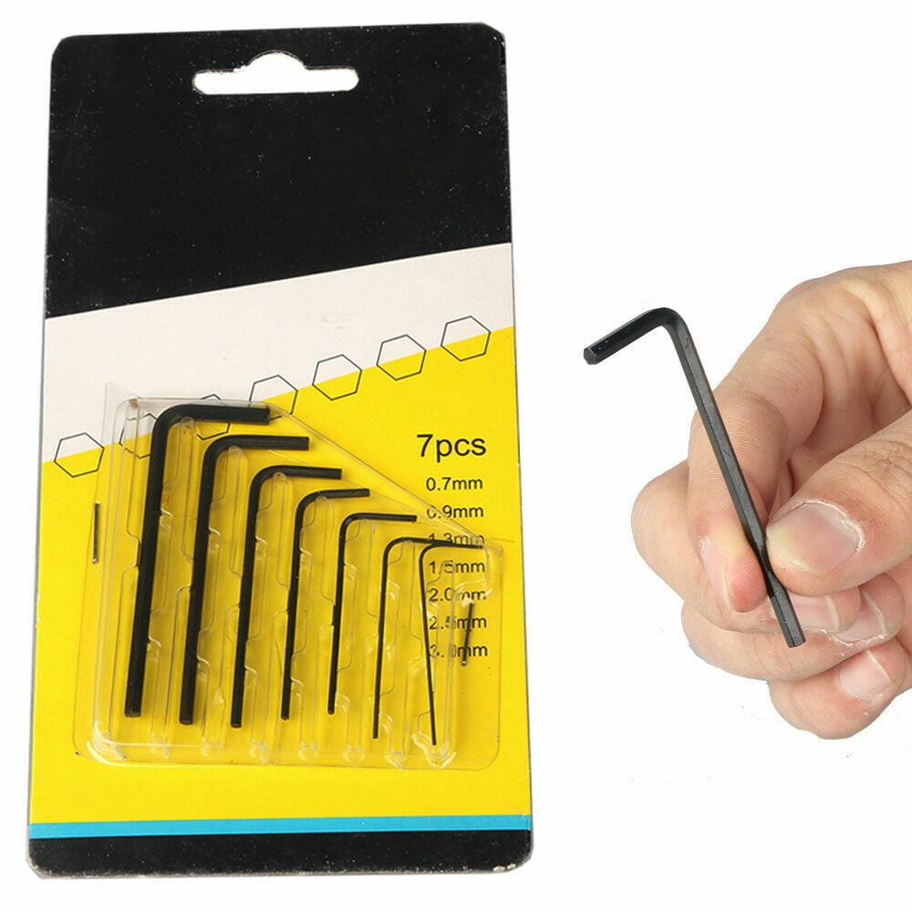 7pcs 0.7mm3mm Alloy Steel Mini Micro Hex Allen Key Set Wrench Screwdriver Black