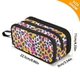 thumbnail image 4 of Large Pencil Case 3 Compartment Pencil Pouch Portable Pen Bag for Teen Adults Pink Yellow Leopard, 4 of 8