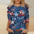 thumbnail image 2 of GERsome 4th of July Tops for Women 3/4 Sleeve American Flag Shirts Crewneck Loose Fit Tshirts USA Patriotic Graphic Summer Tees S-2XL, 2 of 5