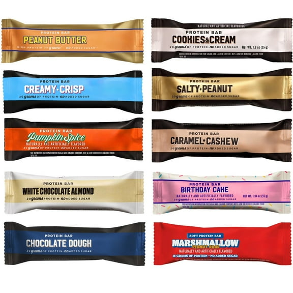 BarebeIIs Protein Bar Variety Pack Sampler, Protein Snacks with 20g of High Protein (10 Pack)