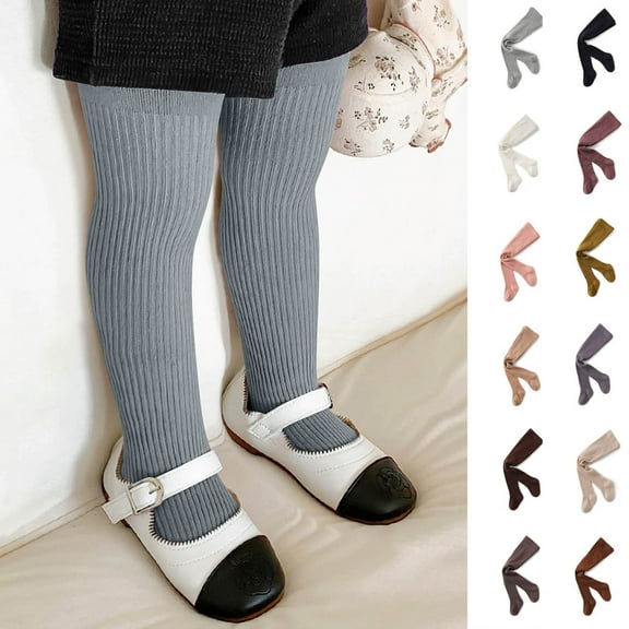 Cethrio Girls Cotton Tights, Princess Elastic Waist Soft Stretch Leggings for Girl Blue Size 0-8T