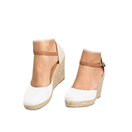 

Saodimallsu Women Closed Toe Espadrilles Wedge Shoes Platform Heel Ankle Strap Dress Sandals