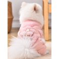 thumbnail image 3 of 1pc Pet Dog Winter Jumpsuit Love/flower Printed Two Pieces Overall With Suspenders, Warmer Cat Outfit, 3 of 5