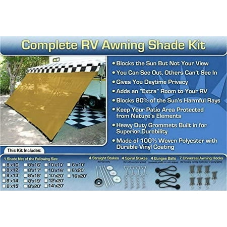 RV Awning Shade Net Complete Kit 8x10 (Beige)