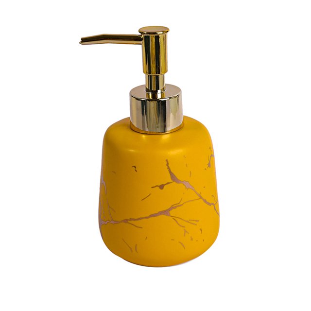 Qeeadeea/Marble Pattern Design Soap Dispenser With Pump, Refillable Lotion Dispenser For Bathroom Vanity Countertop, Ceramic Shampoo Dispenser-yellow-250ml/8.8oz