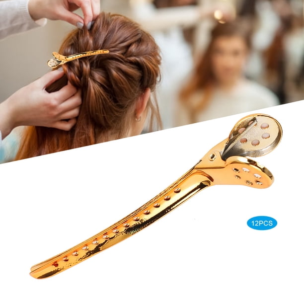 Pinzas para el cabello de salón, pinza de pico de pato de acero, peluquerías para peluquerías estilistas,Pinza de pico de pato, pasador de peinado, pinza de peluquería, pinzas para el pelo de salón, p Higoodz Salud y Belleza