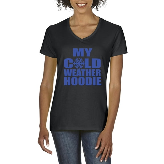 MmF - Women's T-Shirt V-Neck Short Sleeve - MY COLD WEATHER XMAS HOODIE