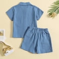 thumbnail image 2 of Baby Boys Clothes Set Toddler Infant Boys Button-down Shirt Tops + Cotton Gauze Shorts Summer Outfit 2PCS with Pockets, 2 of 6