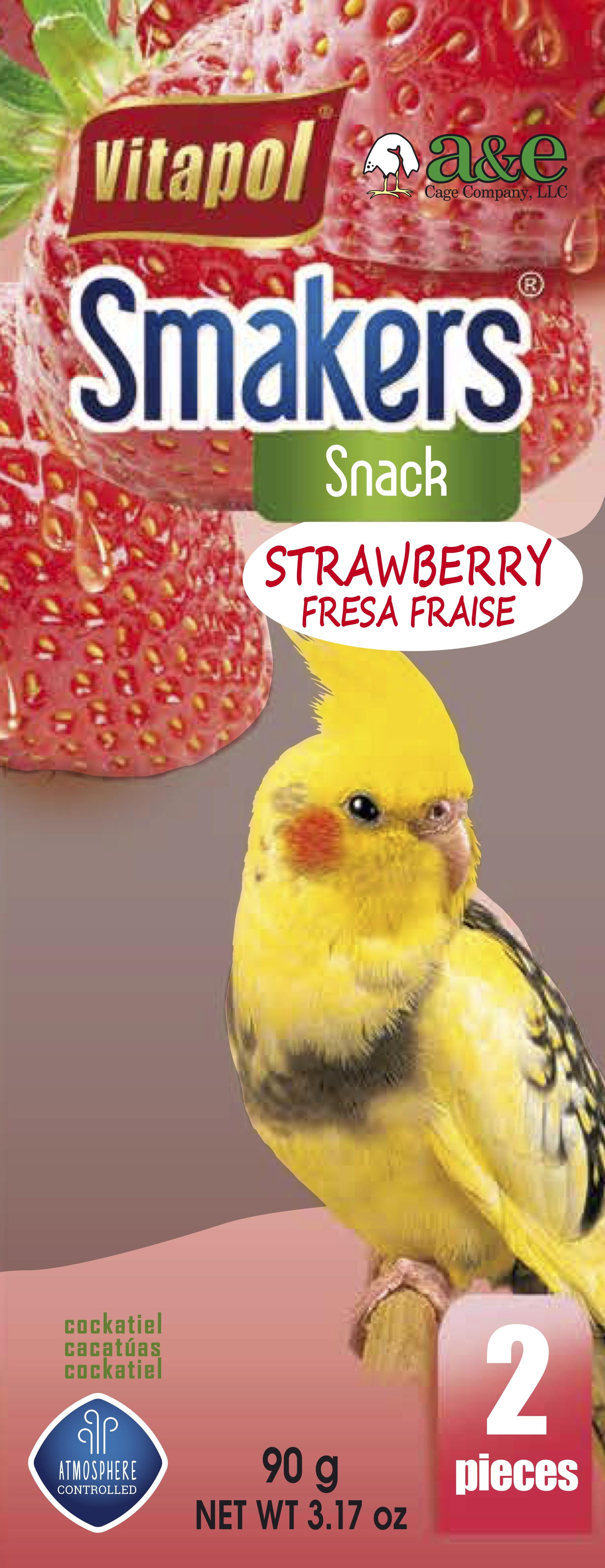 Smakers Bird Treat Sticks Strawberry 2count Cockatiel A&E