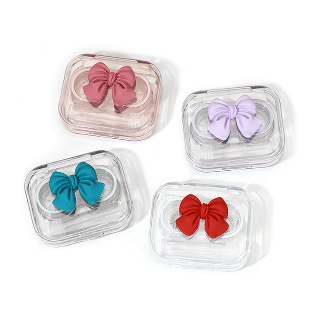 Bearachild Paquete de 4 adorables lentes de contacto, caja de plástico para lentes, pinzas, caja de botella vacía, contenedor a prueba de fugas para Almacenamiento y organización del hogar Bearachild HA012432-00