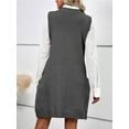 thumbnail image 3 of Weardear Women Vest Dress Knit Sweater Dresses Oversized V Neck Sleevelss Pullover with Pockets, 3 of 5