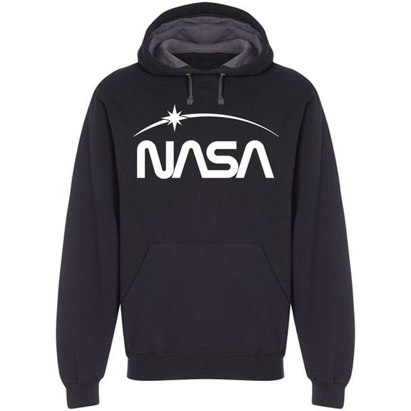 NASA NASA Letters White Logo With Star Men Black Hoodie, Male Medium