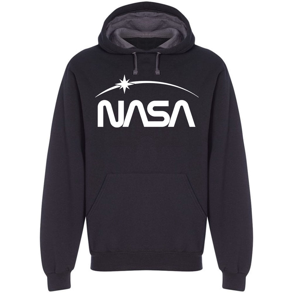 NASA - NASA Letters White Logo With Star Black Hoodie Men's Medium ...