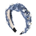thumbnail image 1 of Diadema de mujer con nudos de cristal perlado Unique Bargains Estilo clásico y casual Diadema para mujeres Azul cielo 5.24"x1.97", 1 of 7