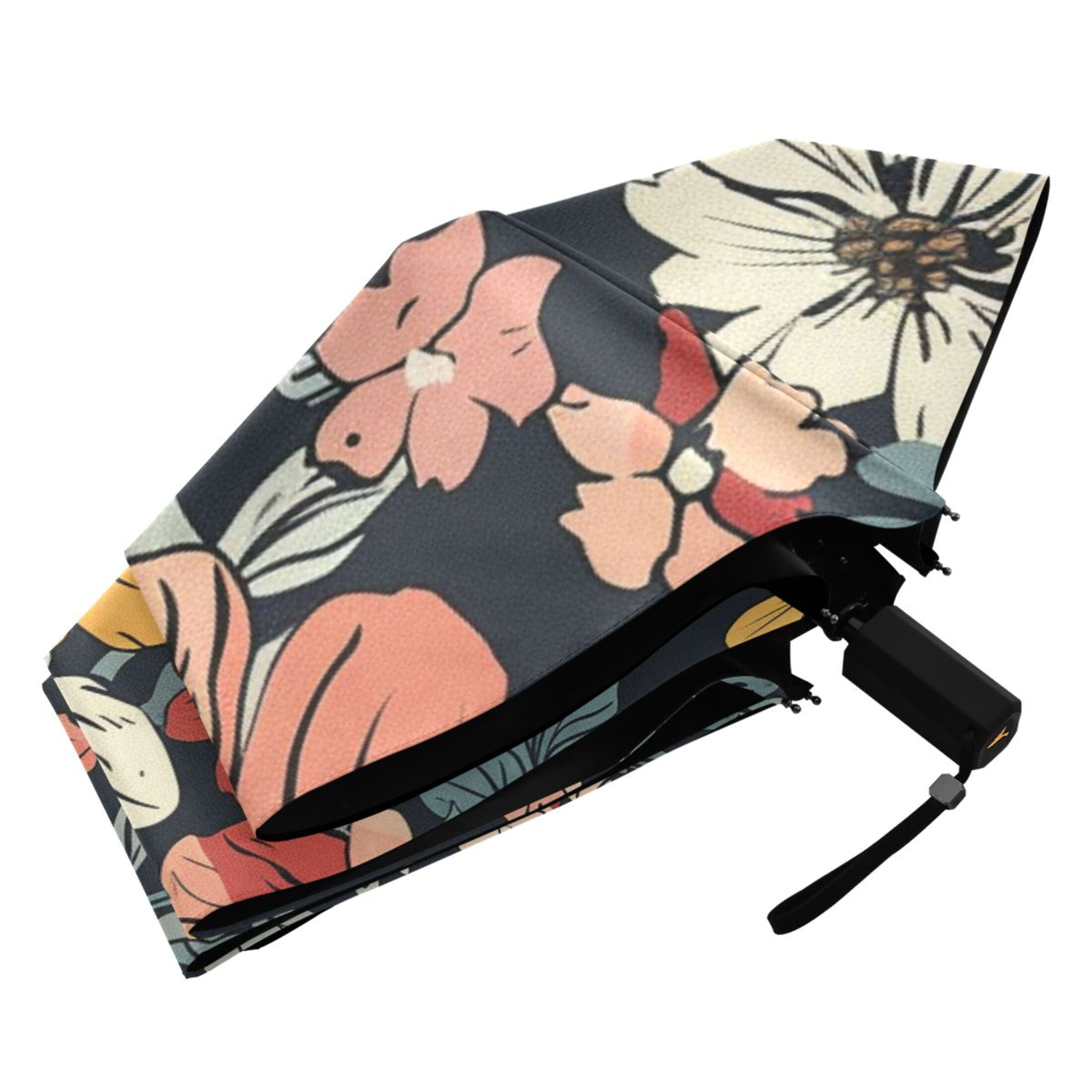 ALAZA Ethnic Flowers Paint UPF 50+ Compact Folding Umbrella for Rain Travel Umbrella Packable