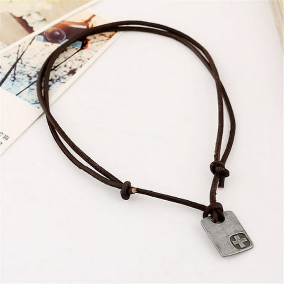 Racing Butterfly Fashion Men Vintage Faux Leather Pendant Adjustable Chain Necklace Jewelry Gifts