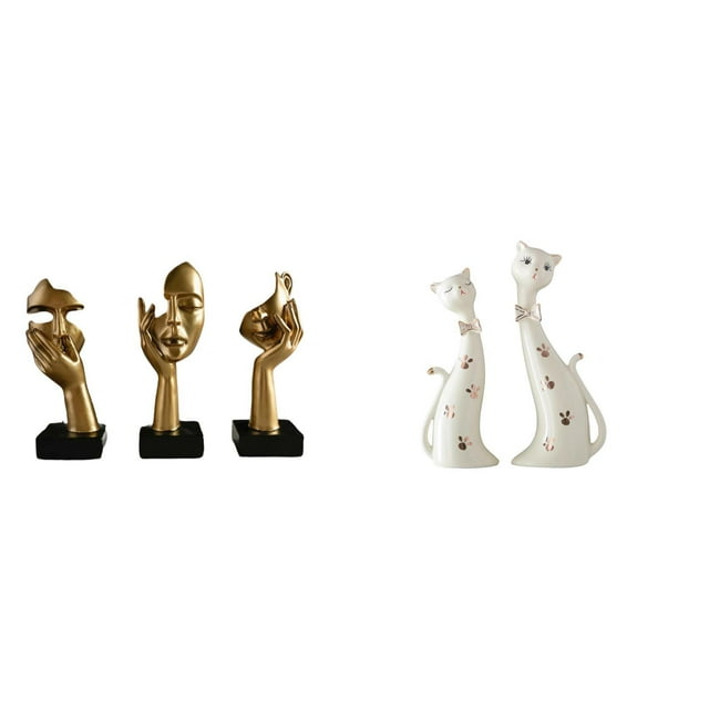 Estatuas de pensadores,Estatuas de pensadores,esculturas de arte abstracto para mesa,Figuras modernas con rostros para decorar el escritorio,Figura de gato,Esculturas de gatos de pareja,figura