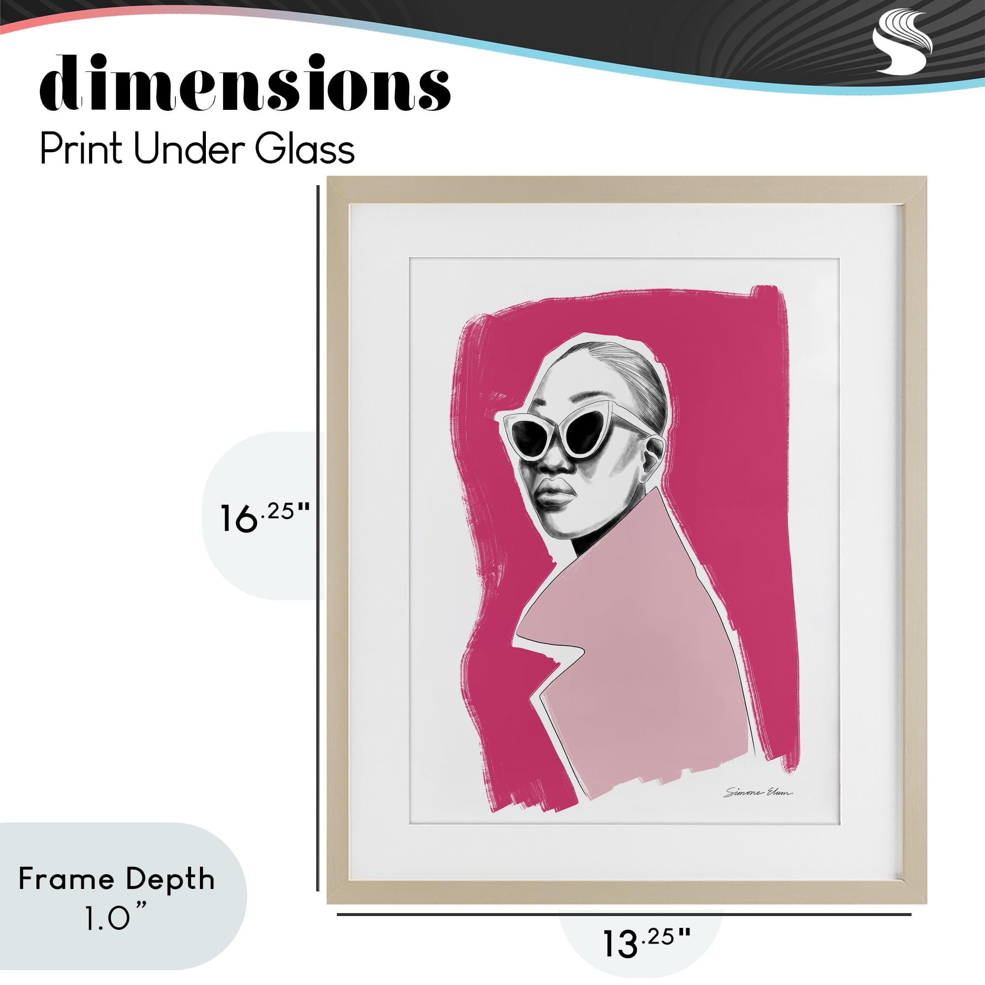 Stupell Industries Pink Attitude Fashion Portrait Birch Framed Print Under Glass, design by Simone Elum