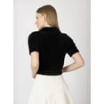 thumbnail image 5 of Shirt Collar Buttoned Short Sleeve Fluffy Sweater, 5 of 6