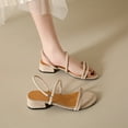 thumbnail image 5 of Jacenvly 2024 New Medium Heel Strap Sandals for Women Summer New Thick Heel Two-Wear Sandals for Women White Sandals for Women, 5 of 7