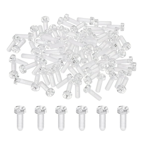 Uxcell 80Pcs Clear Acrylic Screws, M4x12mm PC Plastic Phillips Round Head Bolts