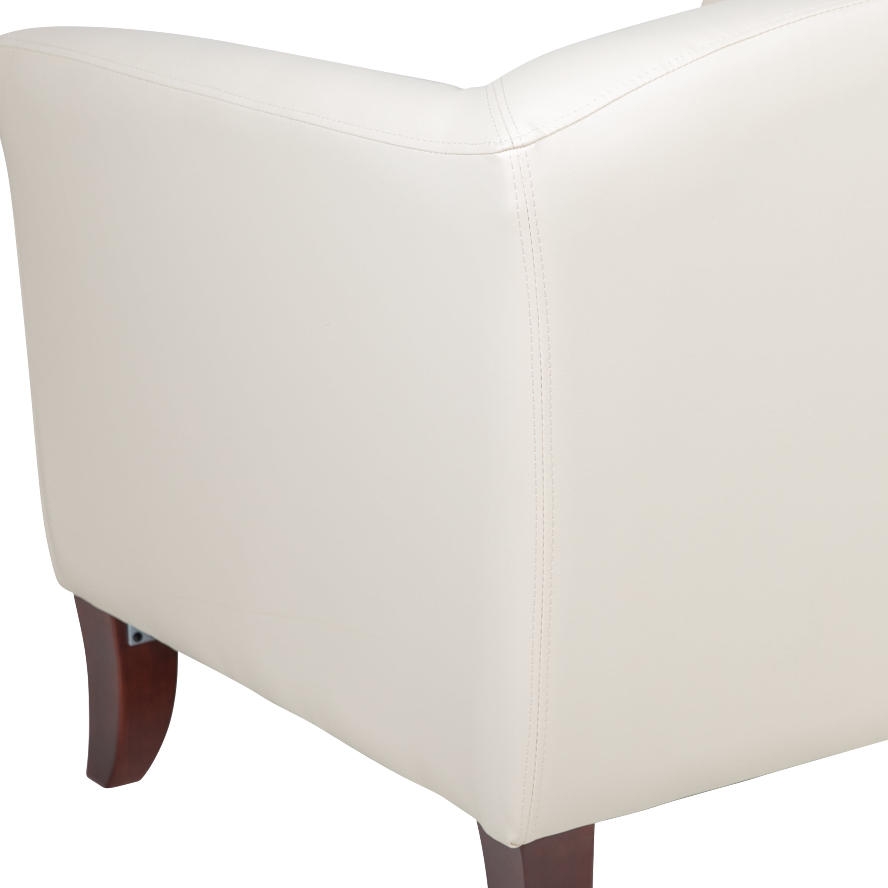 Emma + Oliver Ivory LeatherSoft Loveseat with Cherry Wood Feet