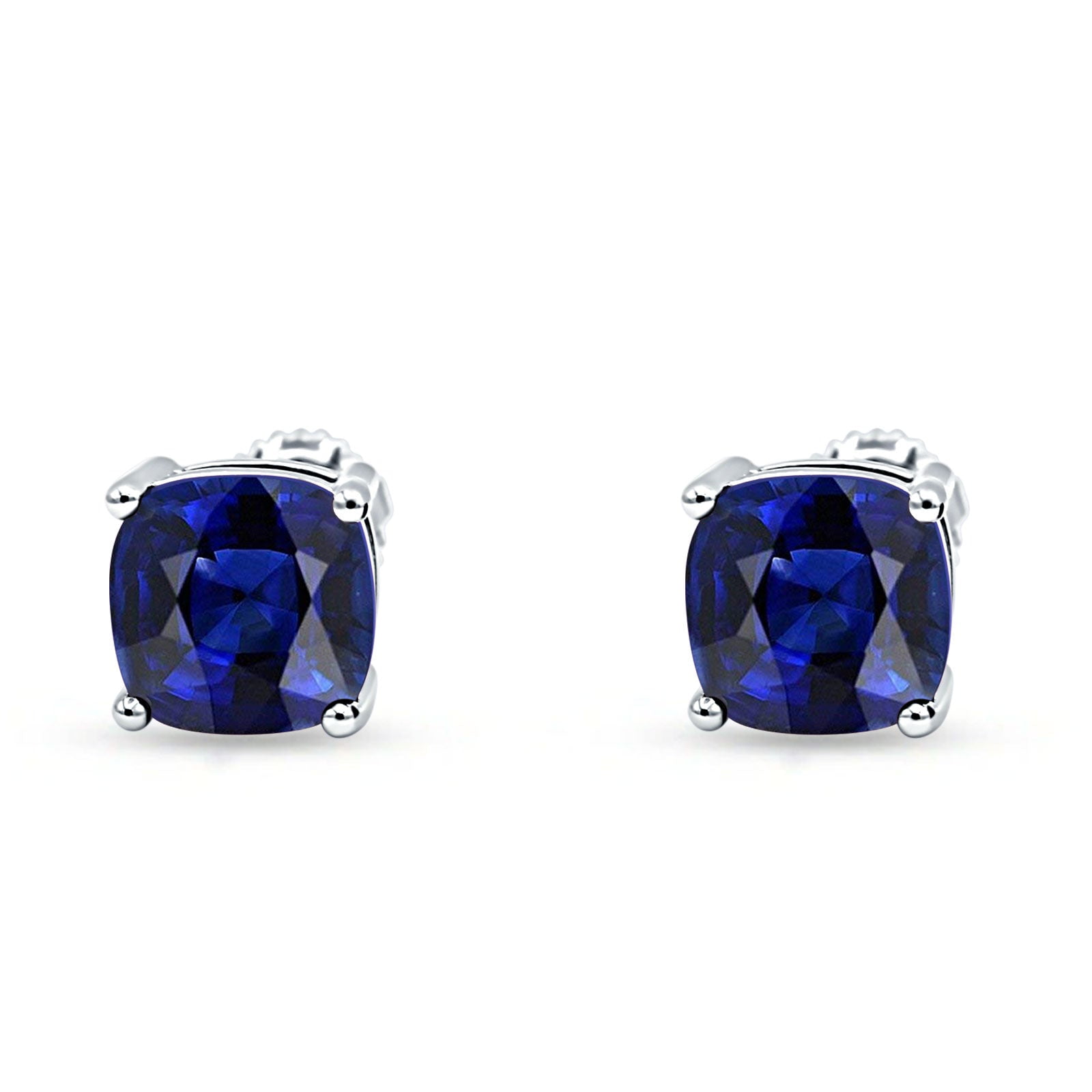 4mm Solitaire Screw Back Stud Earring Cushion Cut CZ Solid 925 Sterling Silver