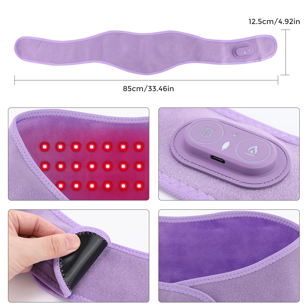 Neck Heating Pad with Vibration Massage, Cordless Heated Neck Wrap for Relaxtion, 660nm&850nm Rechargeable Neck Warmer with 3 Heating and Vibration ,Purple