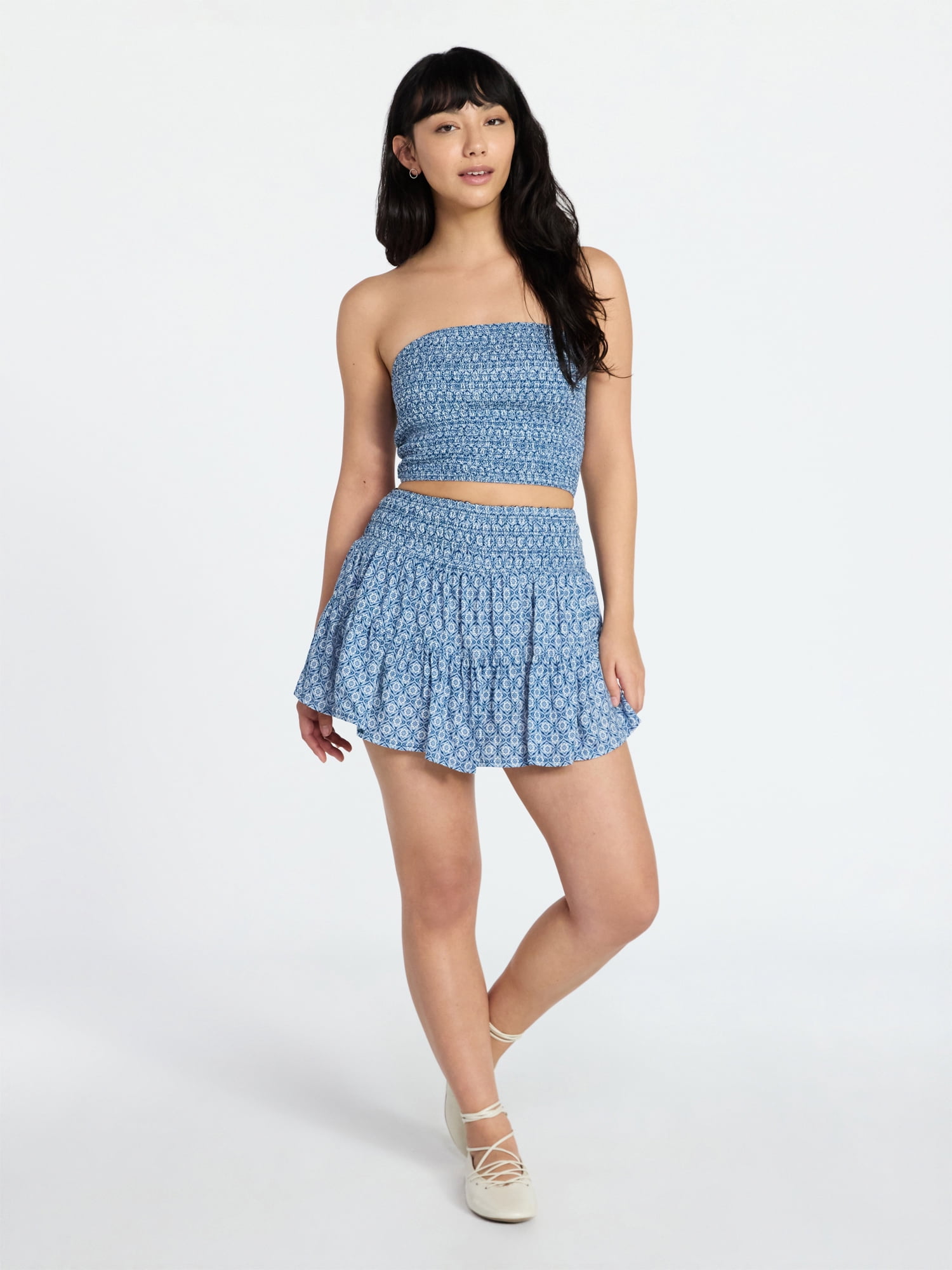 No Boundaries Strapless Top and Skirt Set, 2-Piece, Women's XXS-XXL