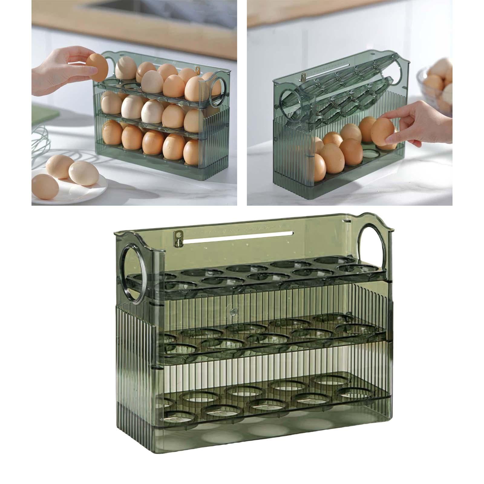 3 Layer Egg Storage Container,Egg Fresh Storage Box,Egg Holder Egg Tray for Kitchen Countertop Green